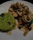 Arroz al cilantro con chapsui de pollo