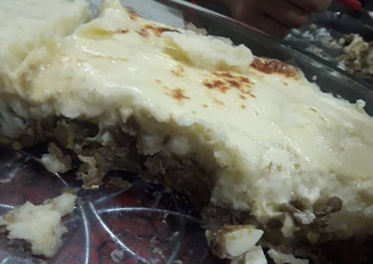 Pastel de papa y lentejas