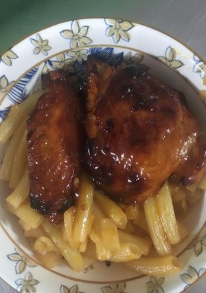 Hình của món Nui xào gà nướng cam bbq.