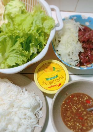 Hình của món Bò né cuốn bánh tráng 🥩🍀.