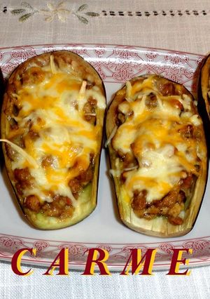 Foto principal de Berenjenas rellenas de pollo con jamón