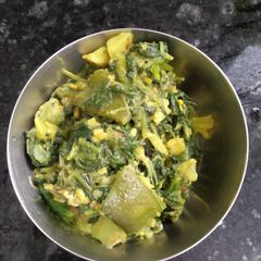 A picture of Spinach sabji or palong shaker ghonto.