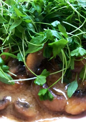 A picture of Mi-shrooms (Miso mushrooms) - vegan.