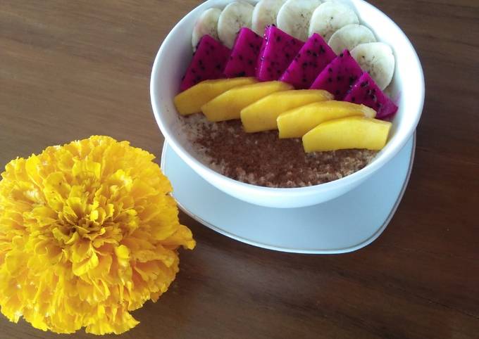 Resep Dragon oats milk (bubur gandum buah naga) Anti Gagal