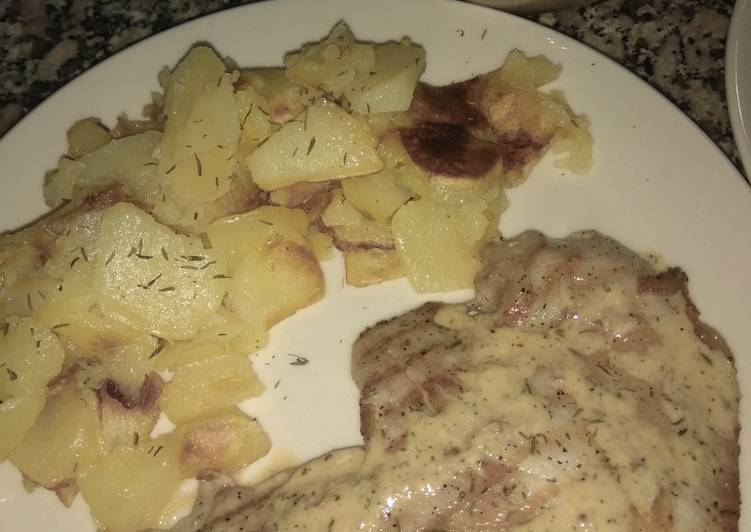 Secreto con salsa chimichurri y patatas poch