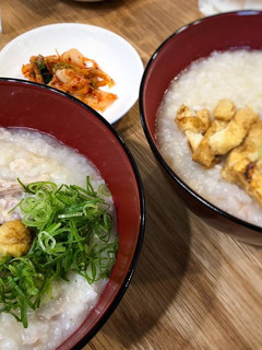 A picture of Chinese Chicken Congee for Breakfast.