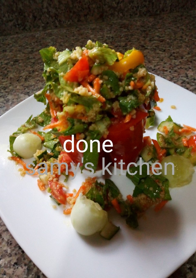 A picture of Simple cus _cus salad.