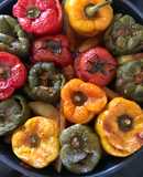 Γεμιστές πιπεριές με αρμπαρόριζα μαϊντανό δυόσμο - κιμά