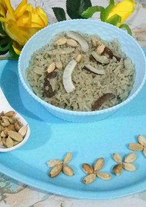 A picture of Jaggery cardamom Rice.