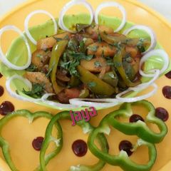 A picture of Potato Capsicum Bhaji.