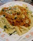Penne en salsa de camarones