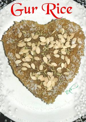 A picture of Gur Rice (Jaggery Rice).