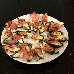 A picture of Ham and Chese Stuffed Jalapeño Peppers.