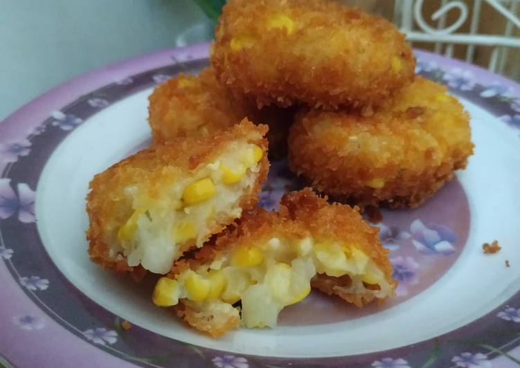 Cara mudah Menyiapkan Korokke (Potato &amp; Corn Croquette) Menu Mpasi, Enak Banget