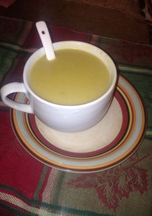 A picture of Pumpkin and sweet potatoes soup #4week challenge.