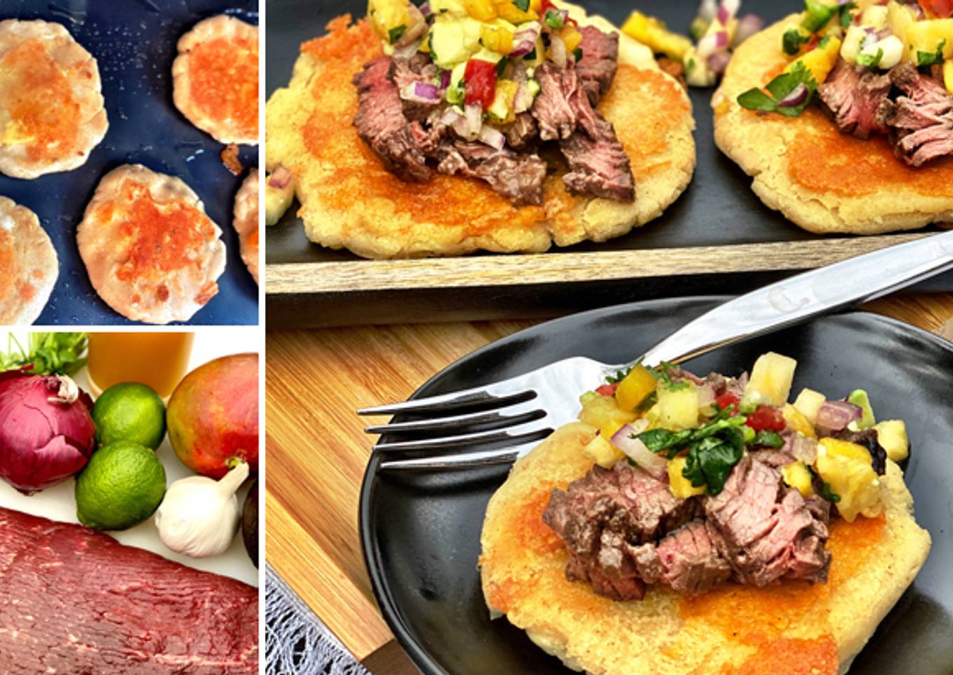 How to Make Super Quick Homemade Fullblood Wagyu Top Round Steak with
Salsa and Cheese Pupusas