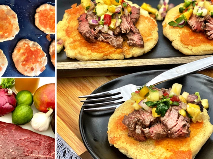 Easy Steps to Make Recipe Fullblood Wagyu Top Round Steak with Salsa and Cheese Pupusas that is  Makes Drooling, Addictive}