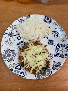 Una foto de Milanesas de calabaza con arroz