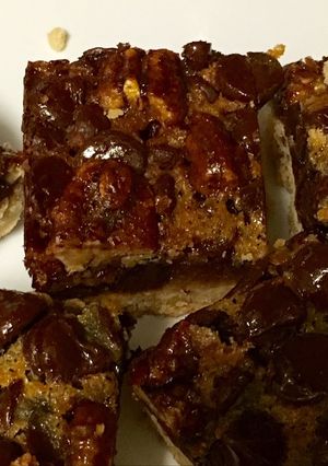 A picture of Chocolate Praline Pecan Bars.