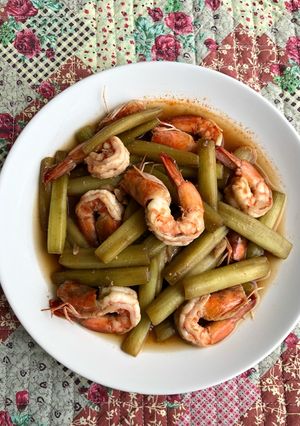 รูปของ อาหารไทย สายบัวผัดกุ้ง