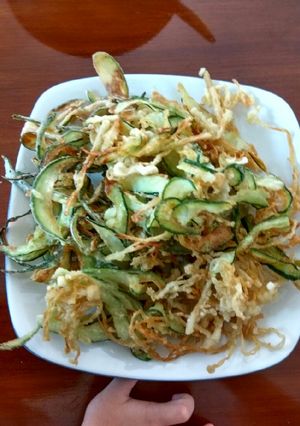 Foto resep Jamur Enoki dan Timun Jepang (Zucchini) Goreng Tepung