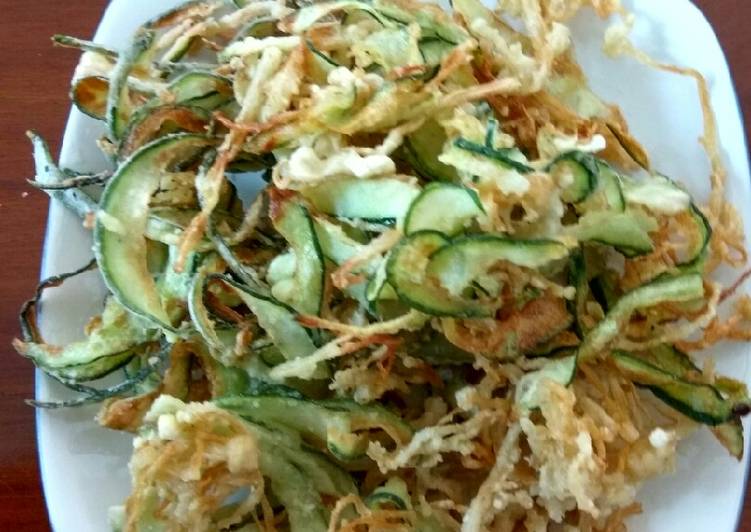 Resep Jamur Enoki dan Timun Jepang (Zucchini) Goreng Tepung Anti Gagal