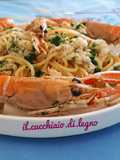 Spaghetti con gli scampi in bianco