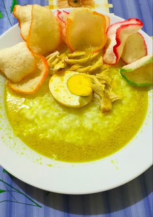Foto resep Bubur ayam kuah kuning simpel