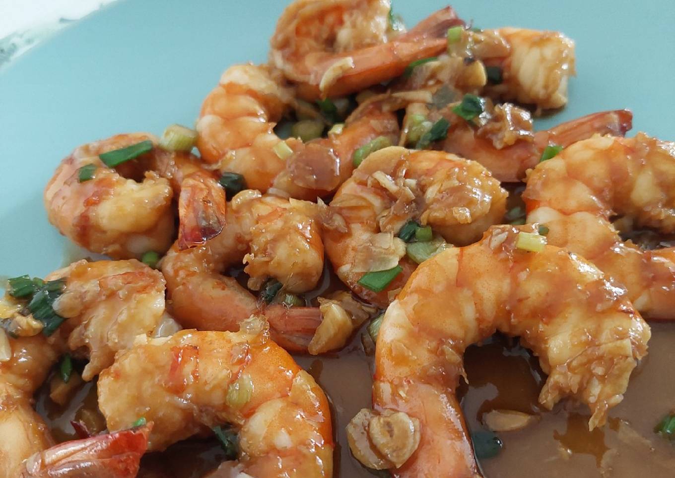 Sticky honey butter garlic shrimp