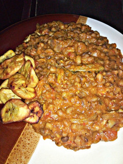 A picture of Porridge beans and plantain.