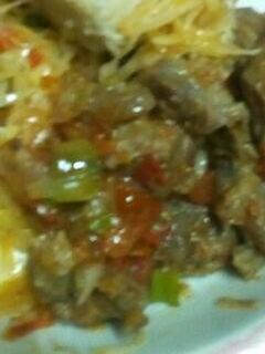 A picture of Wet fried beef.