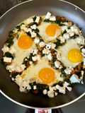 Saganaki 🍳 with Eggs 🥚, Feta, Spinach 🌿, and Tomato 🍅 in a Skillet 🥘