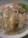 Pan fried fish fillet with green curry sauce