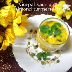 A picture of Almond turmeric milk 🌰🥛.