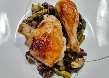 Ultimate Cooking Recipe Chicken mushroom asparagus and leek tray bake Delicious and Healthy