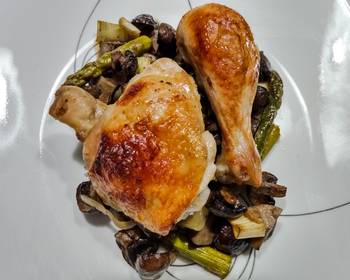 Without Fail Make Recipe Chicken mushroom asparagus and leek tray bake Delicious and Healthy