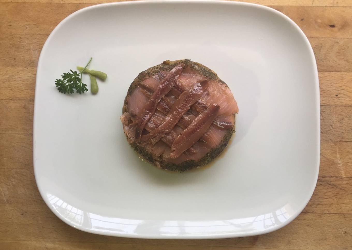 Timbal de berenjena con salazones