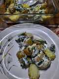 Acelgas cremosas al horno con papines al vapor