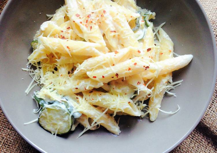 Steps to Make Homemade Zucchini &amp; Ricotta Cheese Penne
