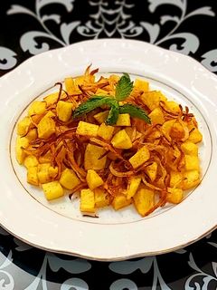 عکسی از دستور دو پیازه سیب زمینی