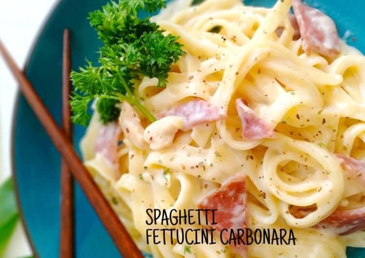 Resep Spaghetti Fettucini Carbonara Anti Gagal