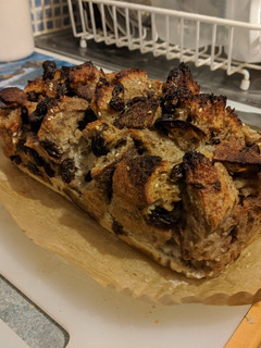 A picture of Banana and Raisin Bread Pudding.