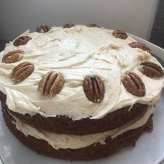 A picture of Carrot Cake with Browned Butter Cream Cheese Frosting 🤤.