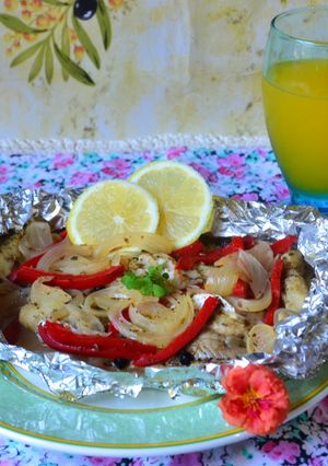 Una foto de Papillote de merluza🐟