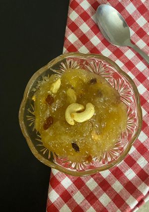 A picture of Kashi halwa (Ash gourd halwa).