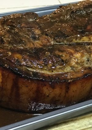 A picture of Slow Roasted Garlic-Soy Sauce Pork Chop.