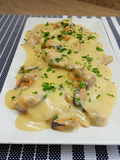 Una foto de Rodaballo con mejillones