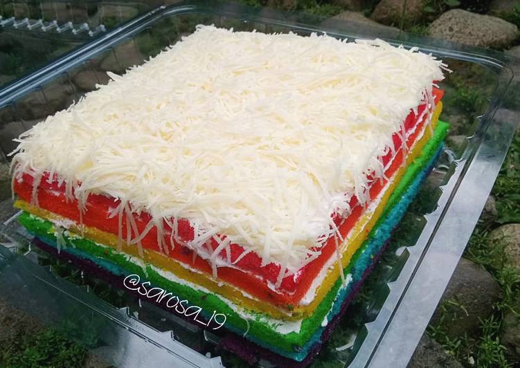 Cara Memasak Cepat Bolu pelangi kukus lembut Sedap