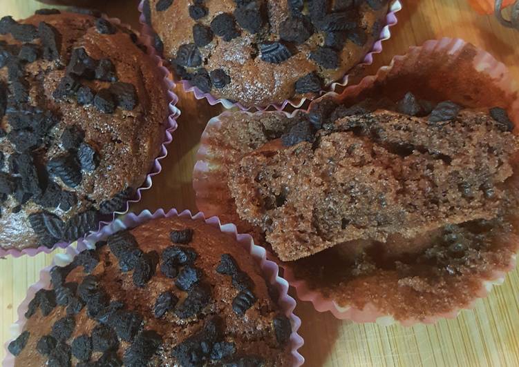 Recette Délicieuse Muffins sans Oeuf au chocolat et Oreo