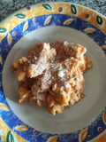 Fusilli con salsa de boniato, sin gluten